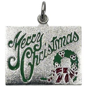 Griffith 925 Sterling Silver 'Merry Christmas' Wreath Enamel Charm